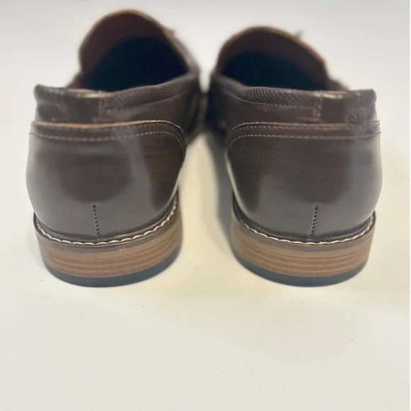 Mens Tassel Loafers Size 12 Brown Leather Dress Shoes Unbranded - Picture 3 of 6